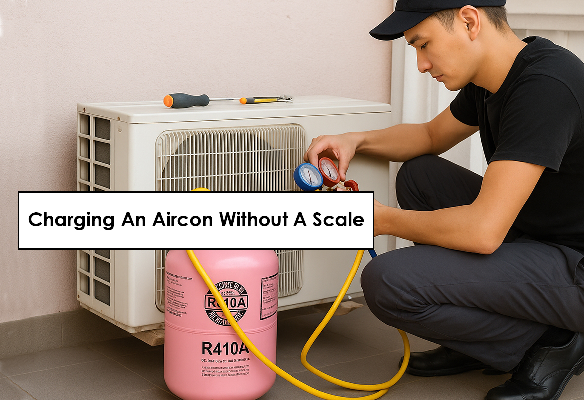 Charging an aircon system without a scale